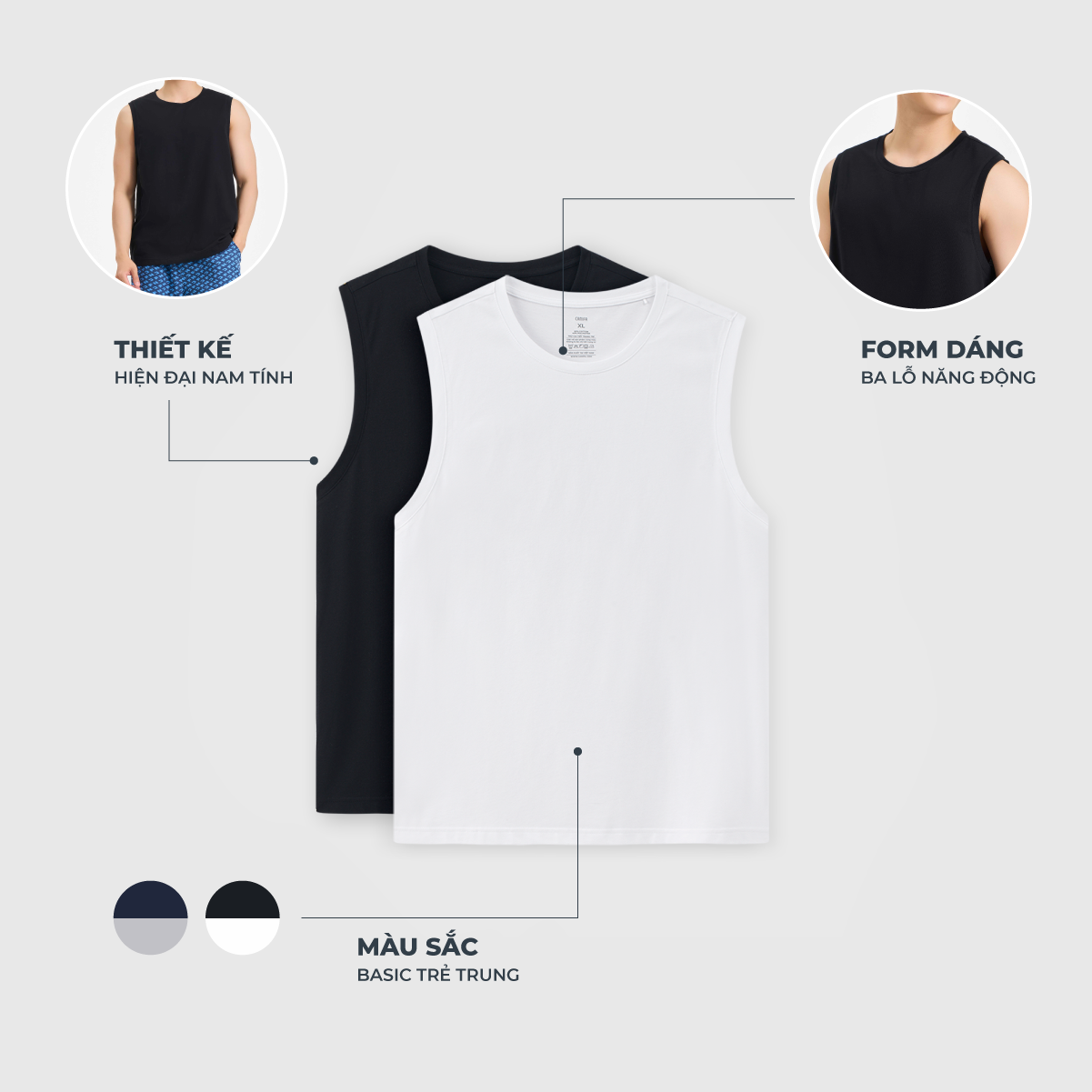 Combo 2 áo sát nách nam CANIFA mặc nhà 8LA24A002