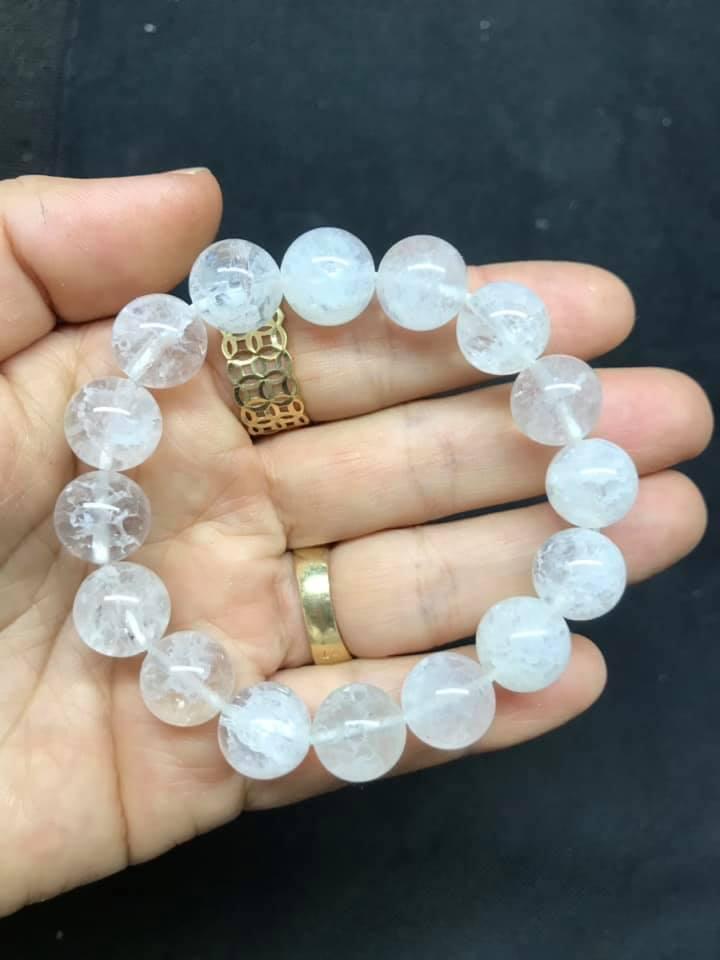 VÒNG TAY THẠCH ANH ƯU LINH TRẮNG 12LY