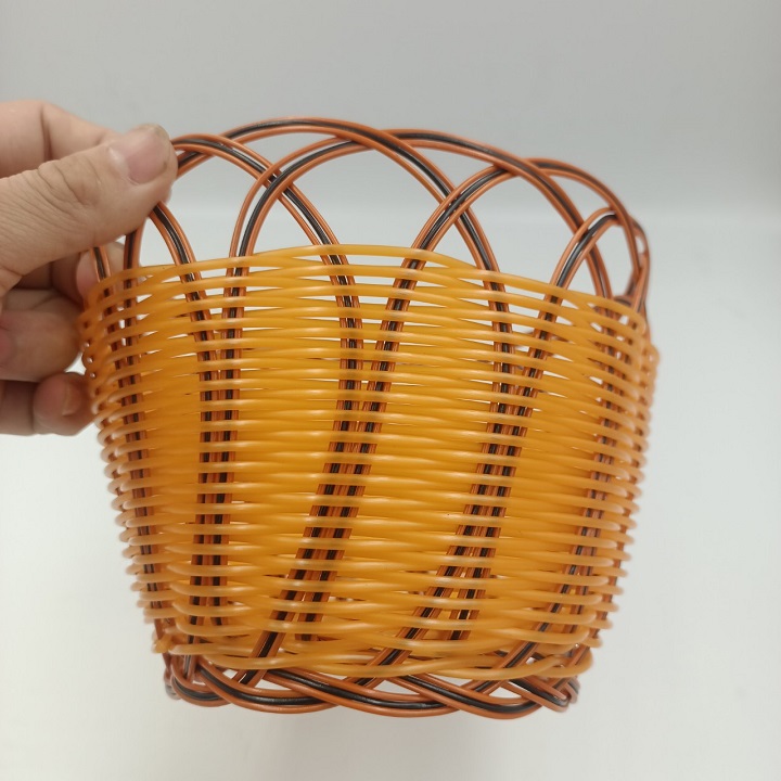 Artificial Plastic deep rattan round basket for multifunctional storage