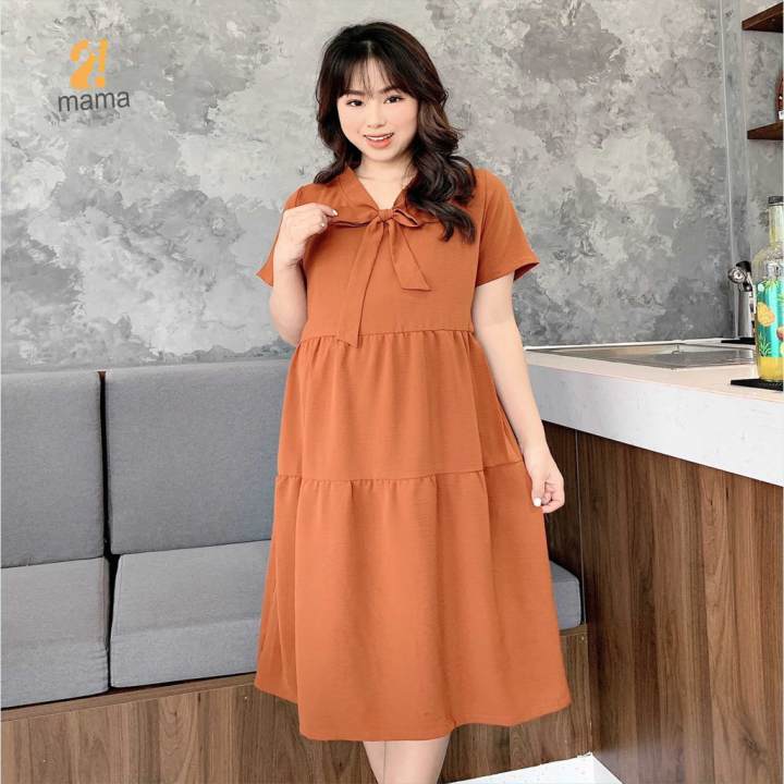 Đầm váy bầu dự tiệc 2MAMA dáng suông đẹp thiết kế thắt nơ – V40 – 2mama >>> top1shop >>> lazada.vn
