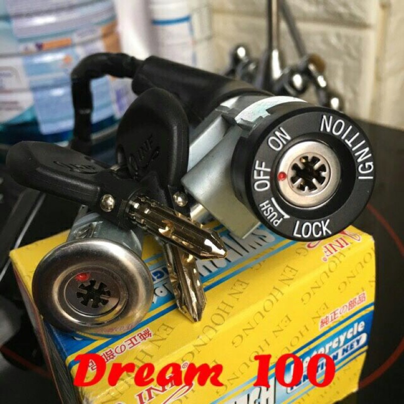 BỘ Ổ KHOÁ XE DREAM 100cc (8 CẠNH ĐIỆN VÀ YÊN)