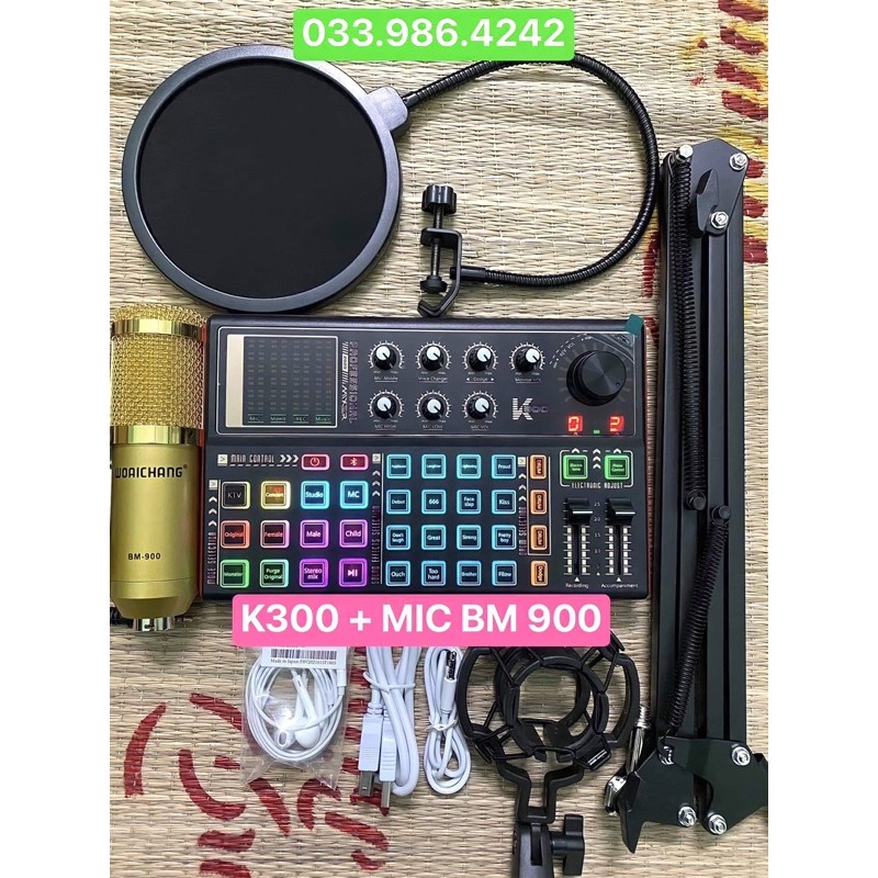 Trọn Bộ Sound Card K300 Mic Thu Âm BM 900 ⚡FREESHIP⚡ Hỗ Trợ Hát Autotune , Livestream , Thu Âm Cực Hay