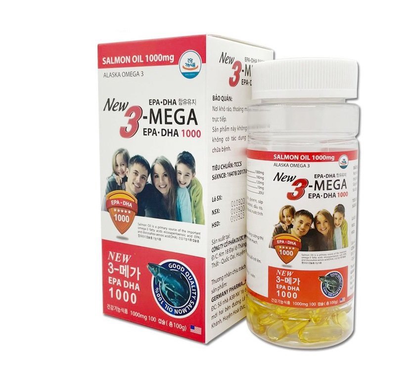 Viên dầu cá Alaska Om.ega 3 New3 - bổ não, sáng mắt, khỏe mạnh tim mạch, tăng cường trí nhớ - Hộp 100 viên thành phần dầu cá 1000mg, EPA 180mg, DHA 120mg