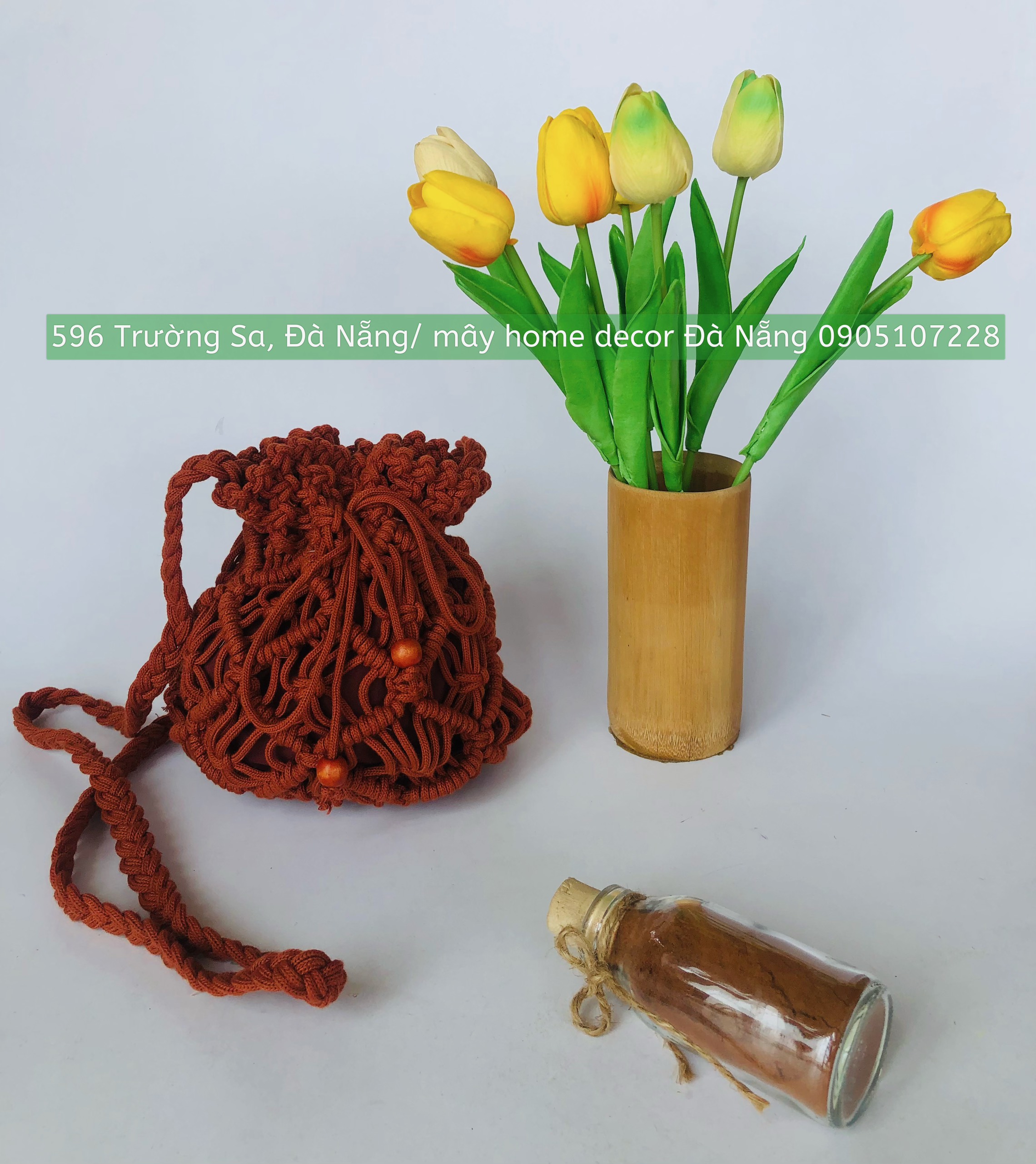 Túi đeo chéo Macrame thiết kế Hoa Hồng - Rose Macrame Cross bag