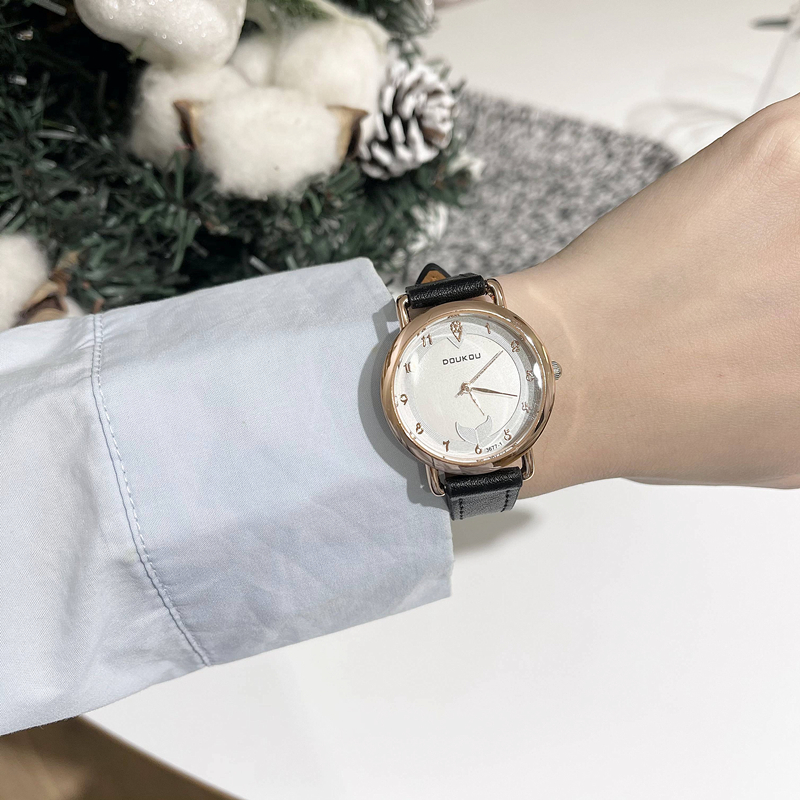 [HCM]Đồng hồ nữ Doukou dây da thời trang mềm mại ôm tay