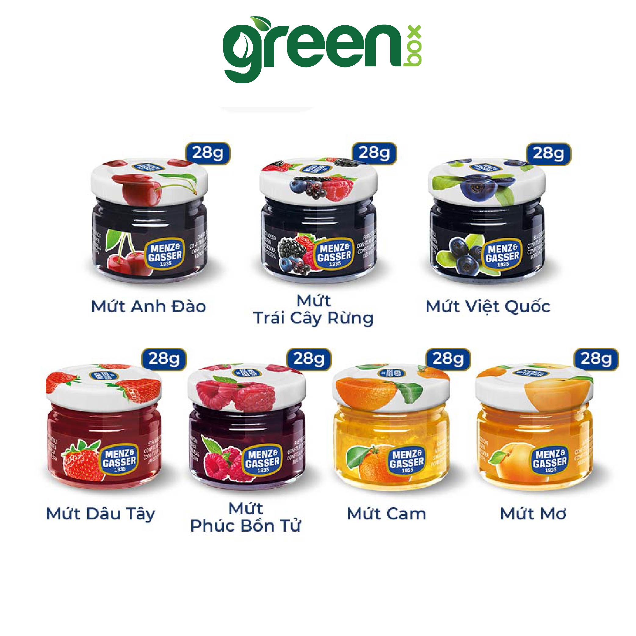 Hũ mứt phúc bồn tử Menz Gasser Ý 28g