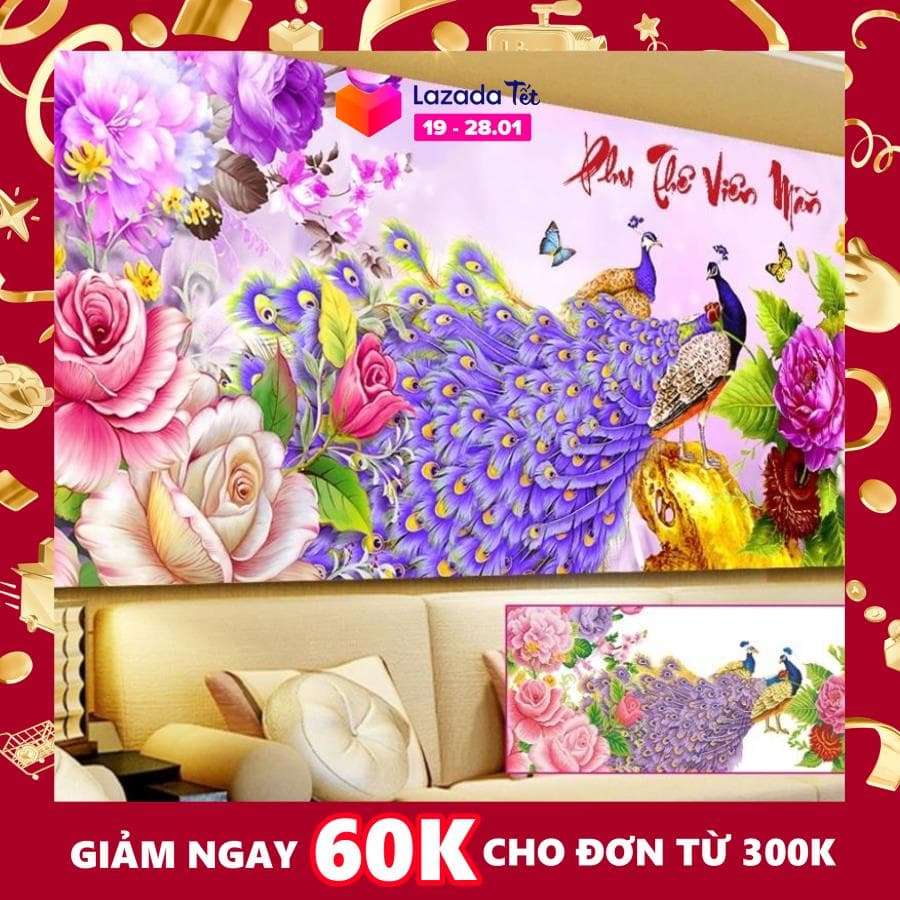 TRANH GẮN ĐÁ CAO CẤP PHU THÊ VIÊN MÃN Y8088 - KT:(120X60)CM
