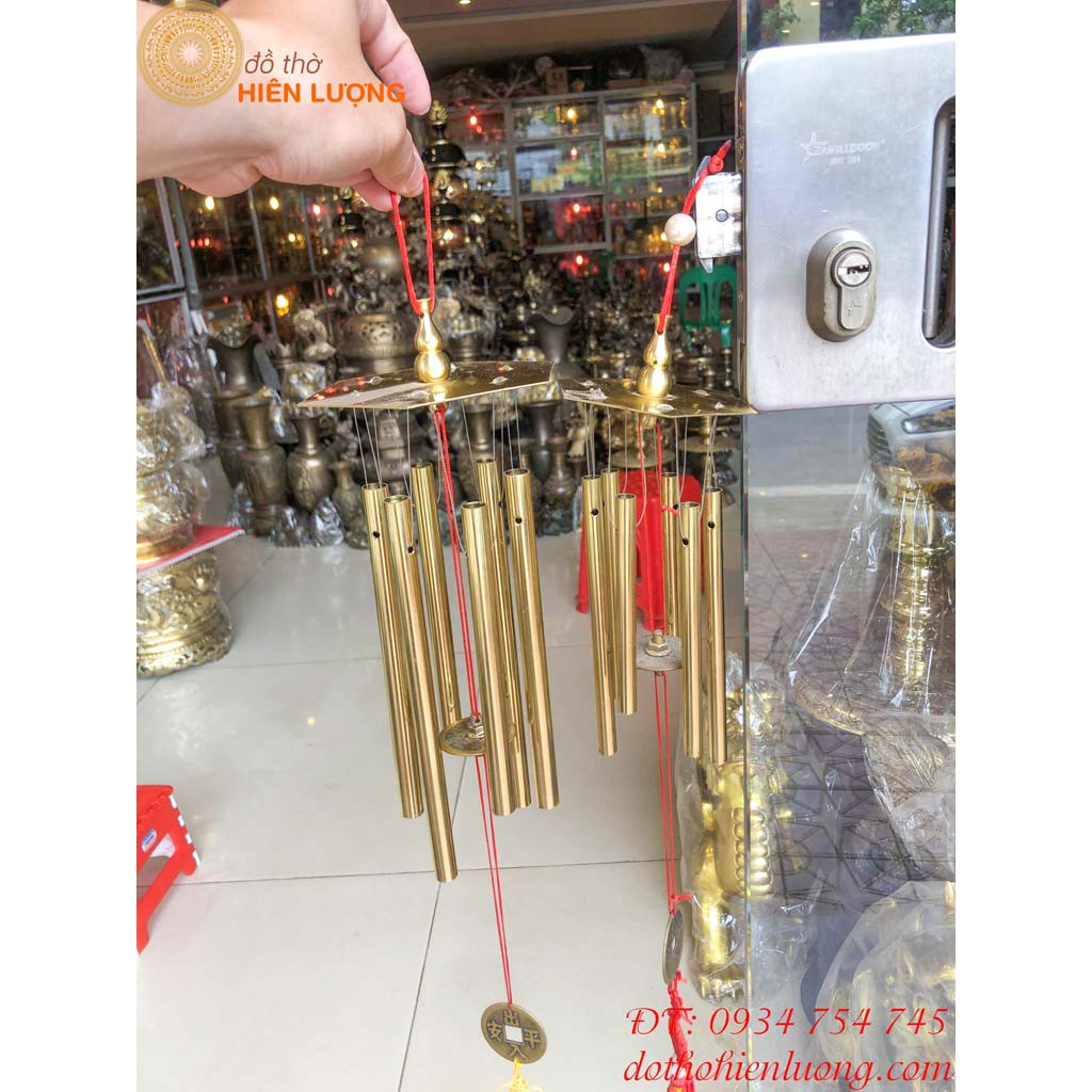 Feng Shui brass 100% 6 tubes wind chimes, 20cm length