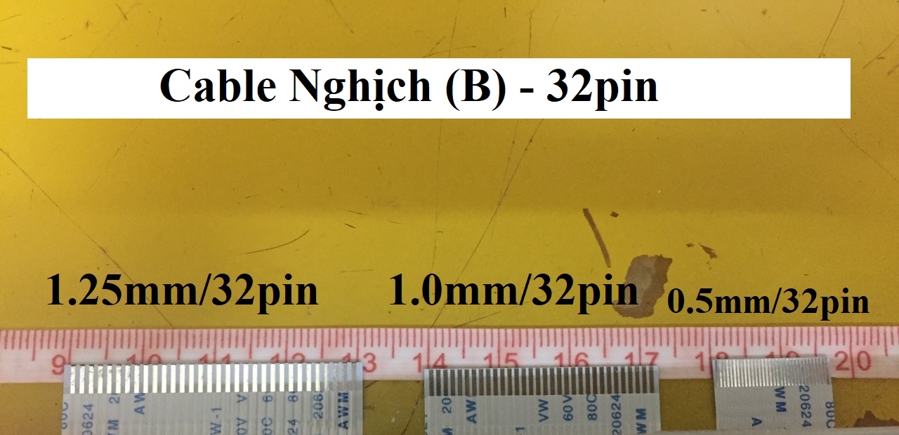 Cable FFC NGHỊCH (Type B): (Chân pin: 0.5-1.0-1.25mm) - (Số pin: 16-21-23-25-32pin) - Chiều dài cable 25cm