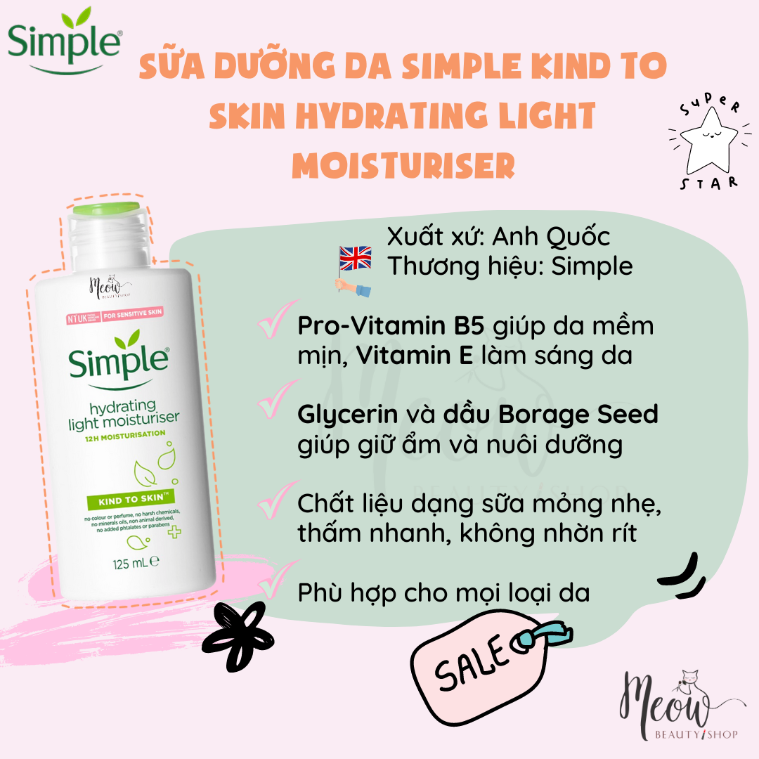 [HCM]Simple - Sữa Dưỡng Da Simple Kind To Skin Hydrating Light Moisturiser (125ml)