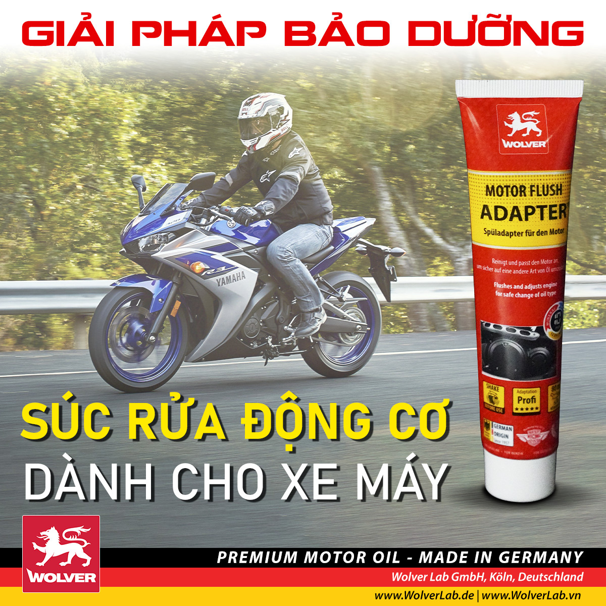 Phụ gia súc rửa động cơ xe máy Wolver MOTOR FLUSH ADAPTER