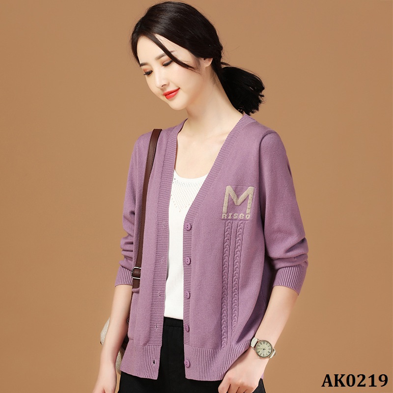 AK0219-Áo Khoác Len Dệt Kim Mỏng Thanh Lịch