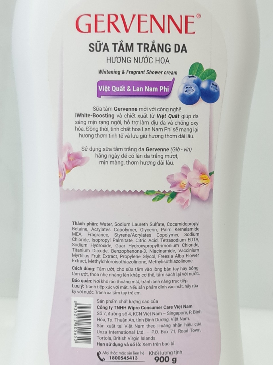 Sữa Tắm Dê Dưỡng Ẩm Trắng Da GERVENNE 900g
