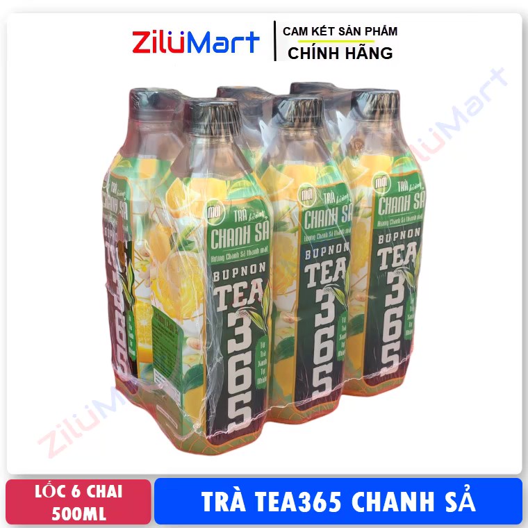 Trà BUPNON TEA365 Chanh Sả (lốc 6 chai) loại 500ml
