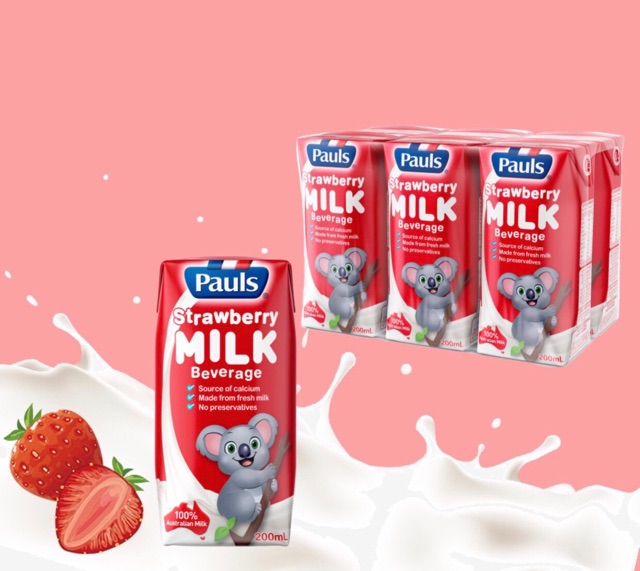 (Lốc 6 hộp) Sữa tươi Paul vị socola,dâu,nguyên kem 200ml date mới