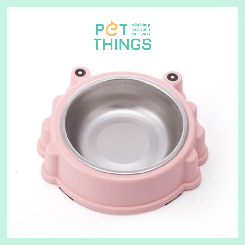 Chén đơn nhựa + Inox Cua Cho Thú Cưng