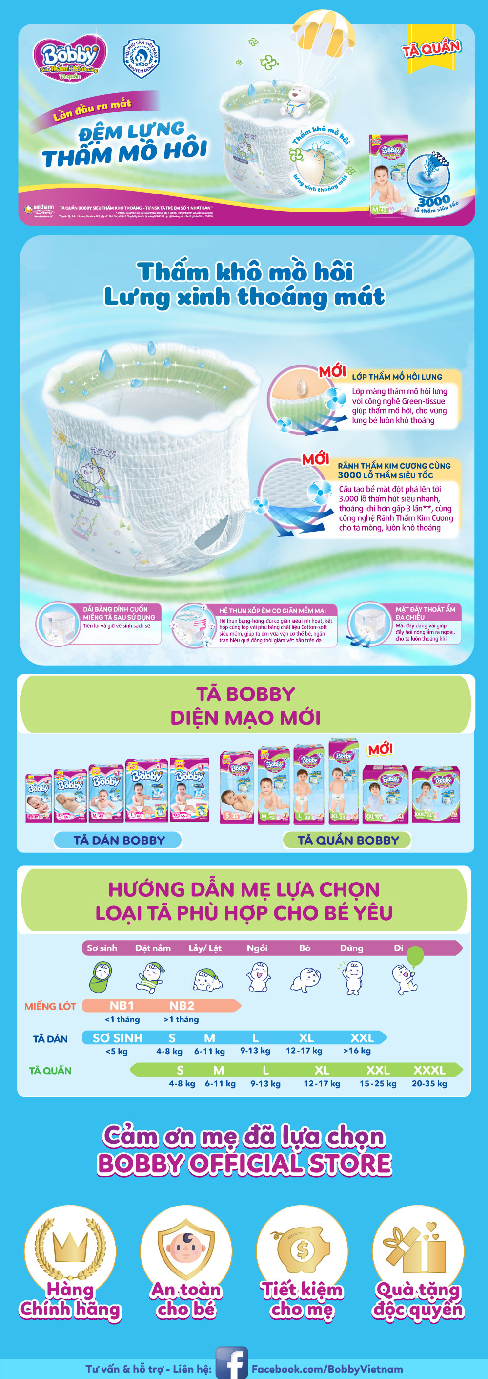 [Tặng 1 gối 40cm] Tã/Bỉm quần Bobby Mega Jumbo XXL88- Siêu mỏng khô thoáng