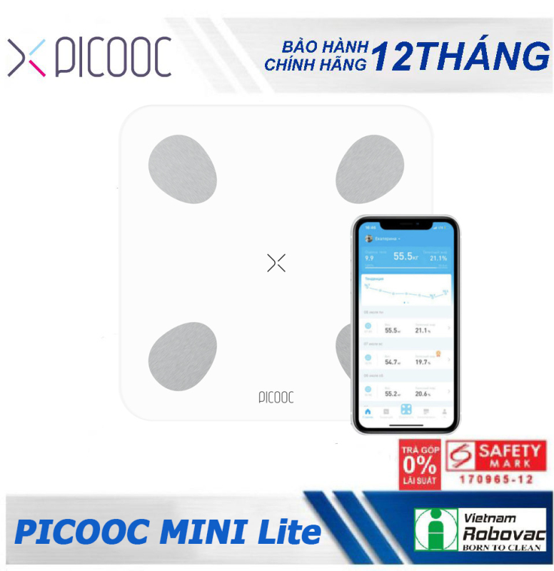 Cân sức khỏe thông minh PICOOC mini Lite - hàng chính hãng - bảo hành 12 tháng - kết nối Bluetooth với SmartPhone