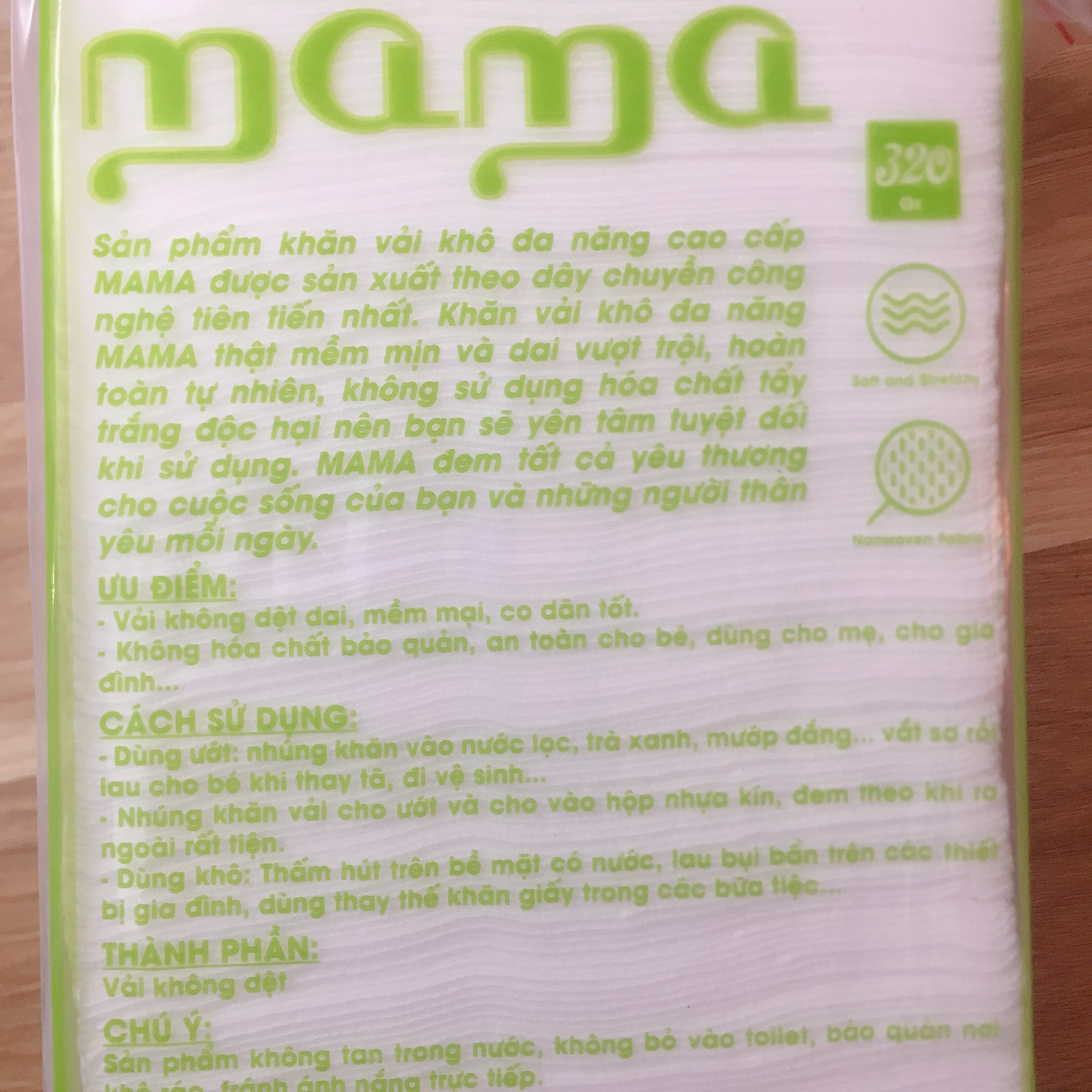 Khăn khô MaMa túi 320 gr