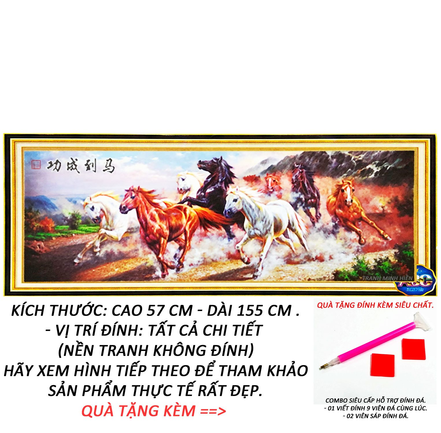 Tranh Đính Đá Tự Làm - Mã Đáo Thành Công 38 (Kèm Quà Tặng) - Tranh Minh Hiền (TỰ ĐÍNH ĐÁ)
