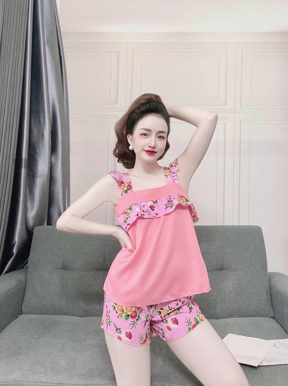 Set bộ thời trang đùi lụa 2 dây siêu dễ thương