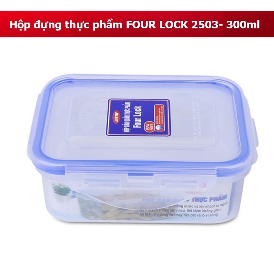 [CÓ RON CAO SU] Hộp bảo quản thực phẩm Four Lock 300ml