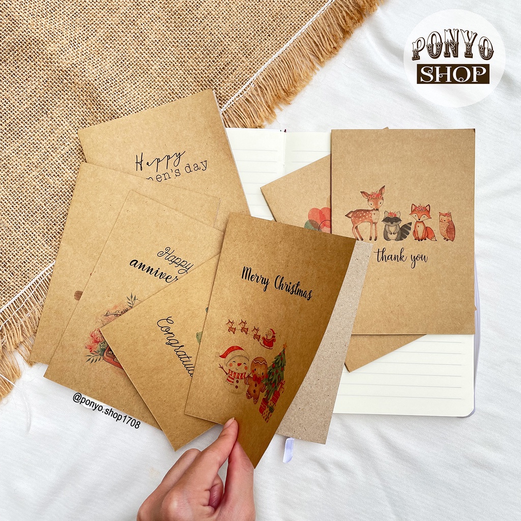 Thiệp chúc mừng giấy kraft Vintage
