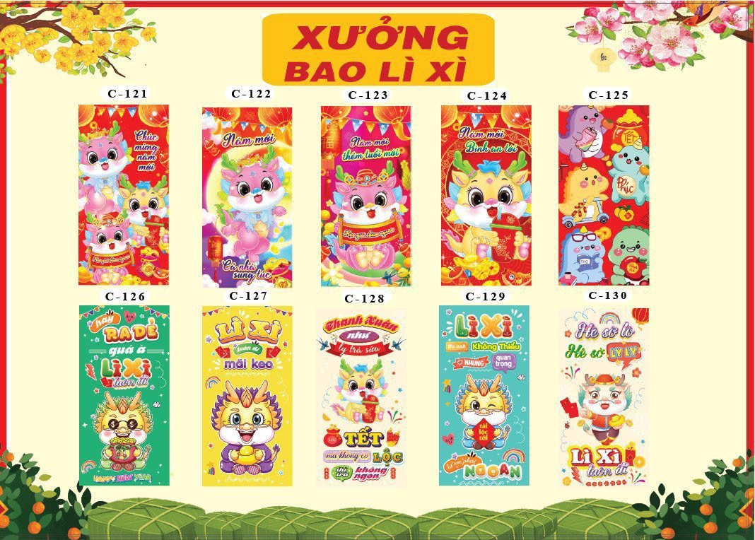Combo 100 bao lì xì tết 2024 mẫu mới siêu đẹp