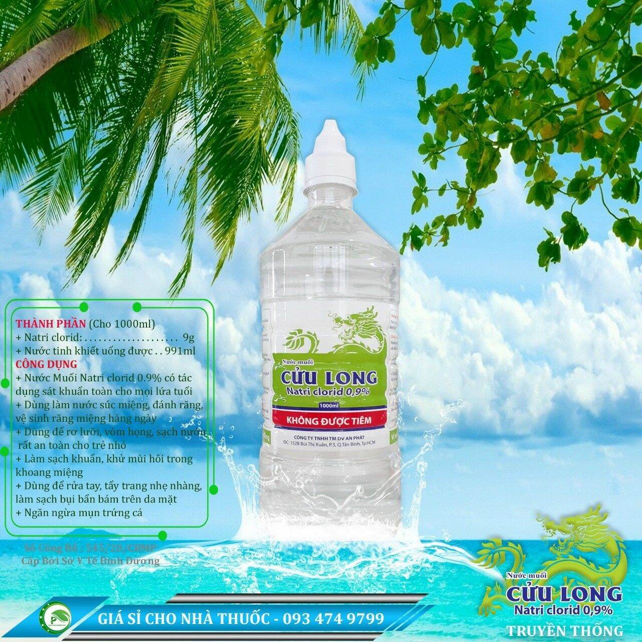 Nước Muối Súc Miệng Cửu Long Chai 1000ml.