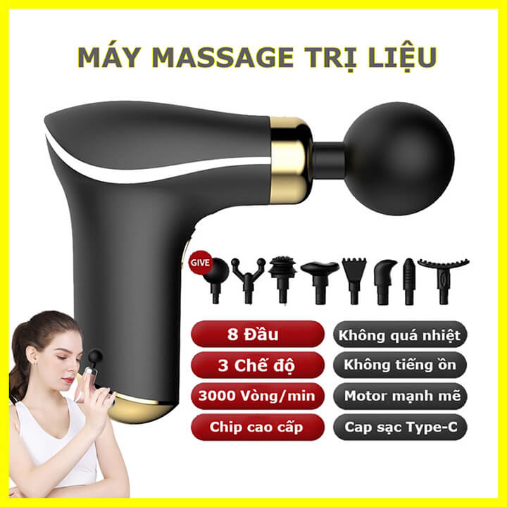 Máy massage cầm tay, súng massage toàn thân 8 đầu đa năng- Máy Massage Fascial Gun Cầm Tay - Máy Mát Xa-Máy massage cầm tay - Máy đấm lưng cầm tay - Máy xoa bóp gia đình - Máy massage cầm tay