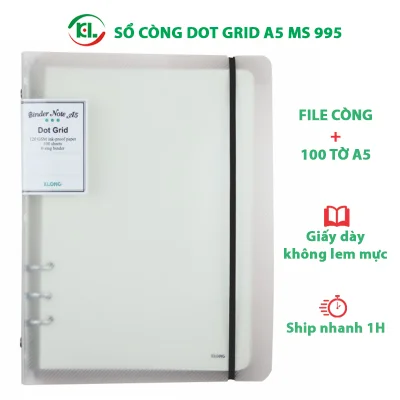 Sổ còng Dot grid bìa nhựa A5 nhỏ gọn 100 tờ KLong-MS995