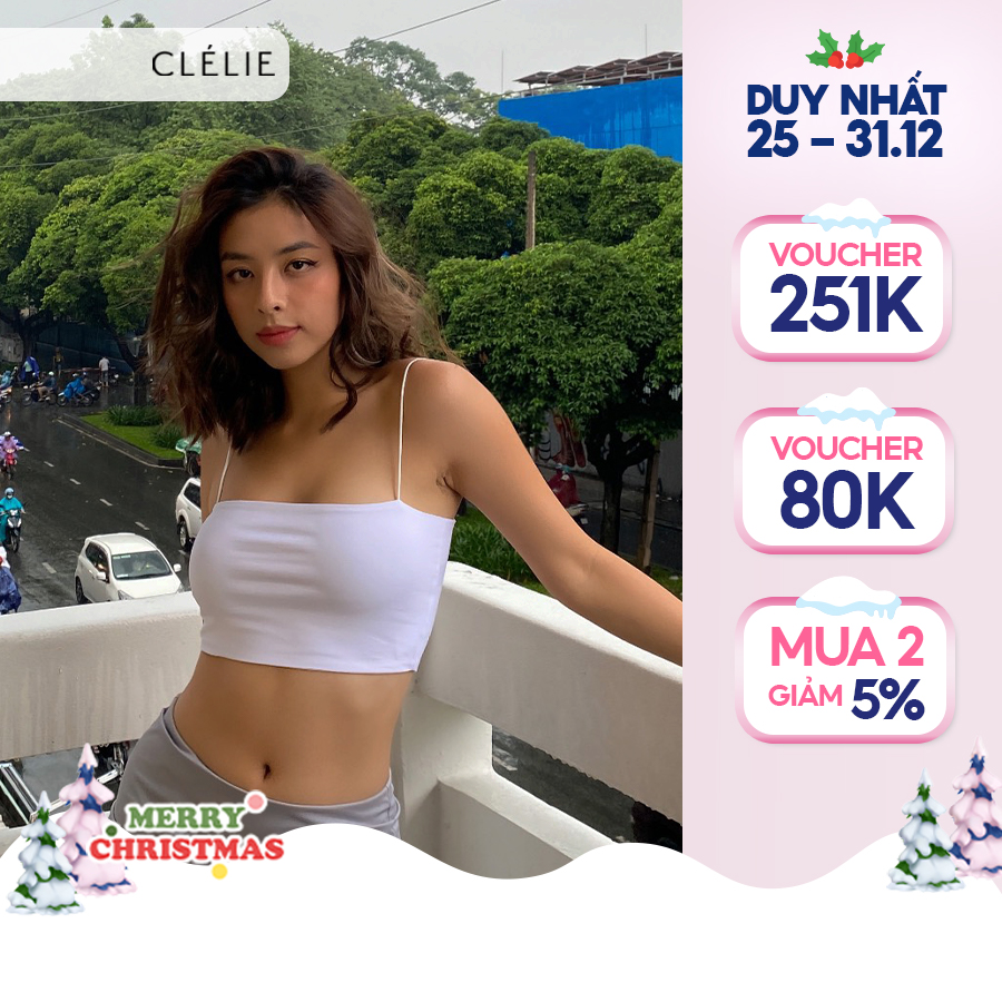 [DUY NHẤT 10-12.10 - MUA 3 GIẢM THÊM 15% + VOUCHER BONUS 15%] Áo croptop nữ 2 dây | LENA TOP - CLÉLIE