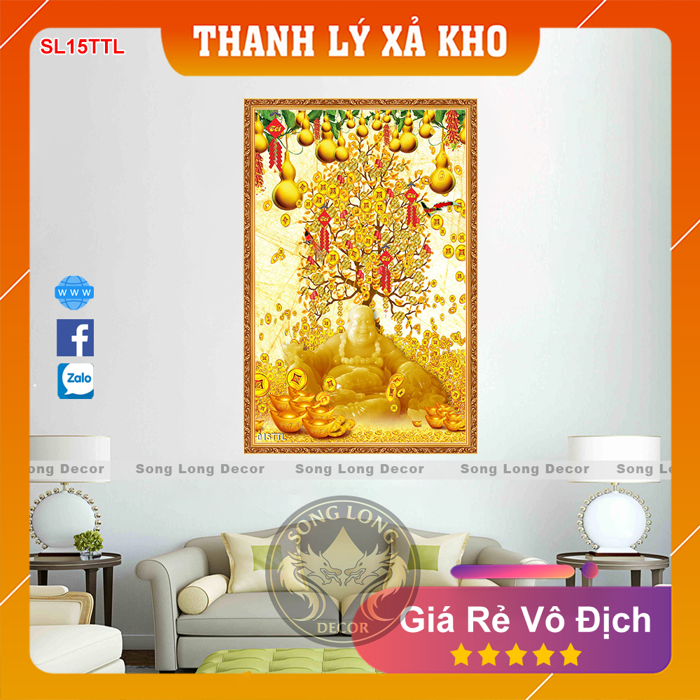 Tranh Dán Tường 3D Tài Lộc Phú Quý Bình An - SL15TTL- Tranh 3d Phòng Khách - Song Long Decor