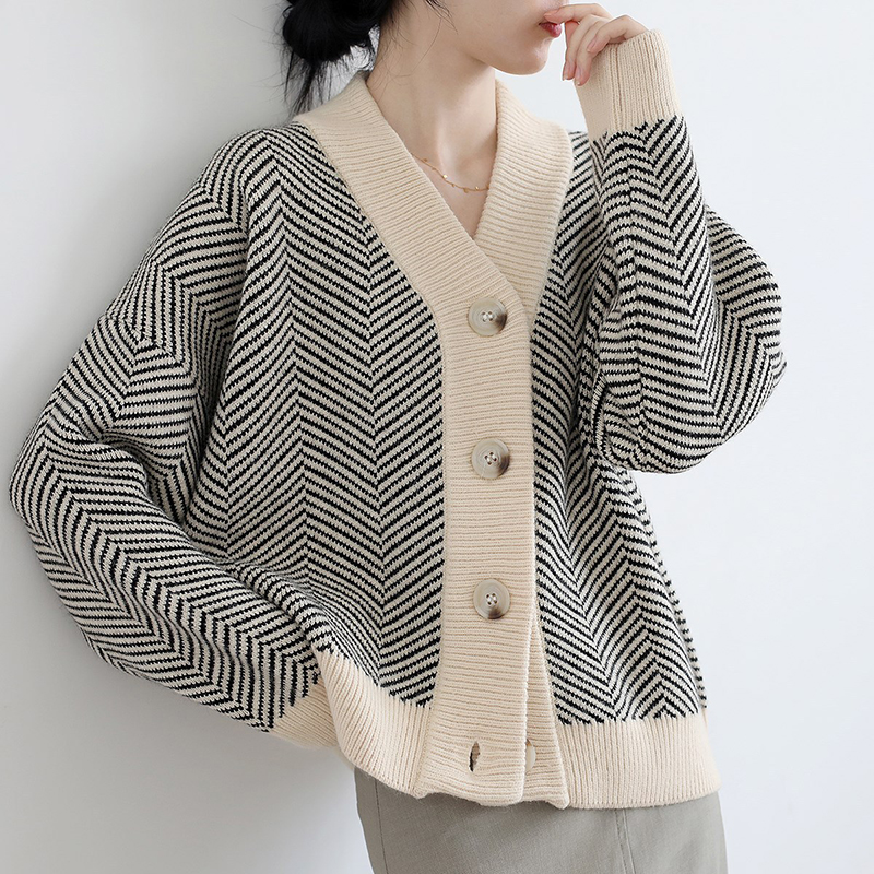 Áo len cardigan nữ form rộng, Áo khoác len cardigan caro thời trang phong cách Hàn Quốc freesize dưới 62kg