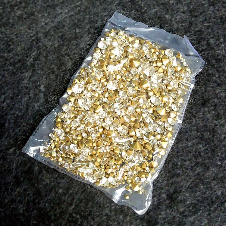 Hạt Đá chân nhọn Trộn nhiều size SS3-SS40 (1000 viên) - Gấu Trúc Phụ kiện