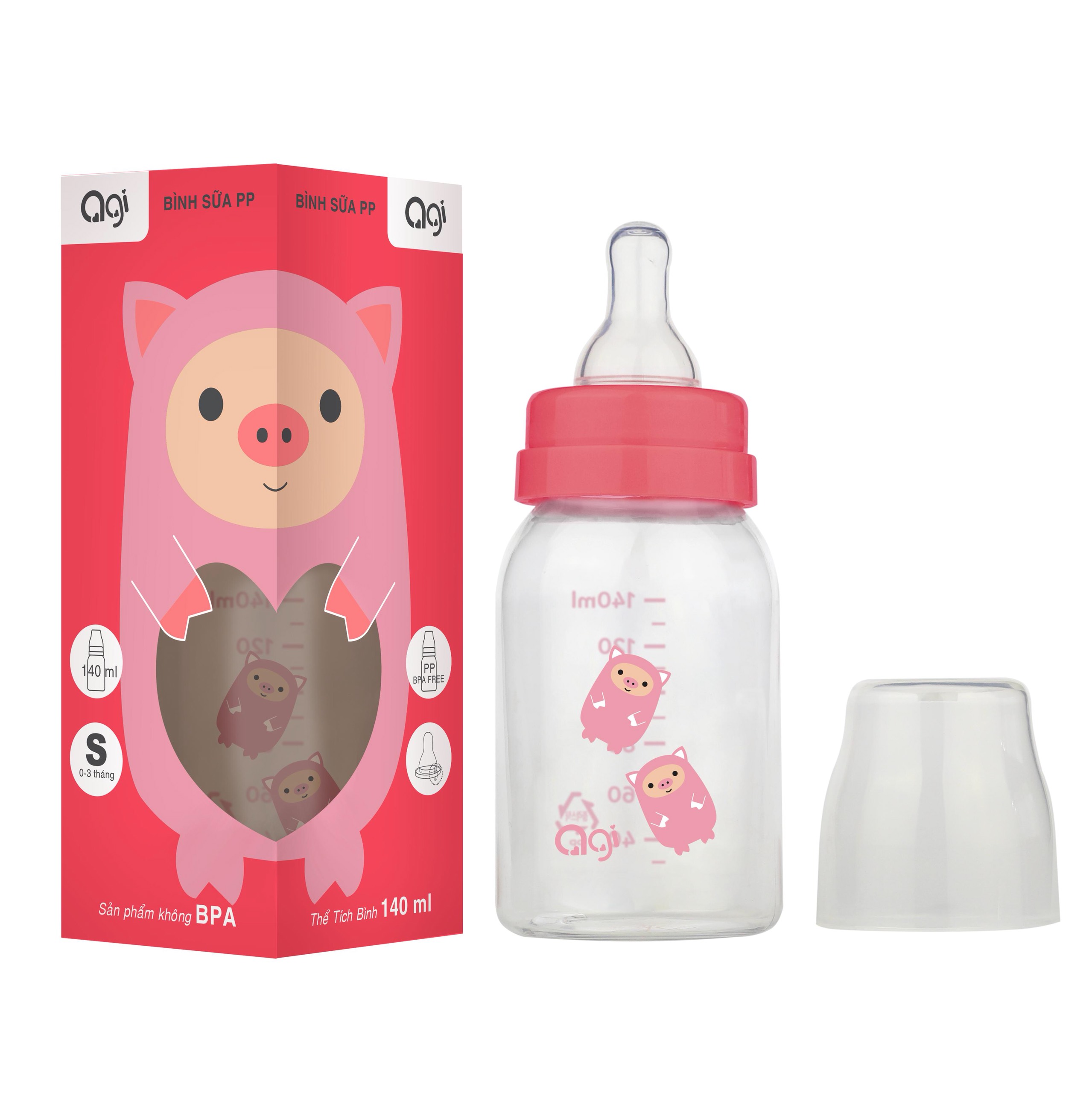 Bình sữa agi 140ml có van chống sặc