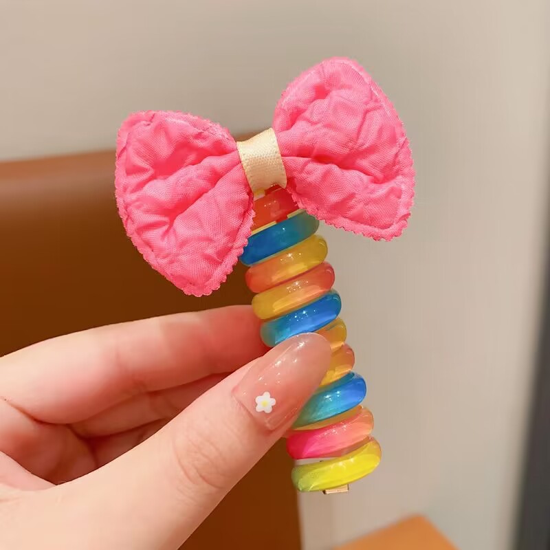 Set 2c kẹp tóc xoắn Rainbow cho bé gái siêu xinh xắn