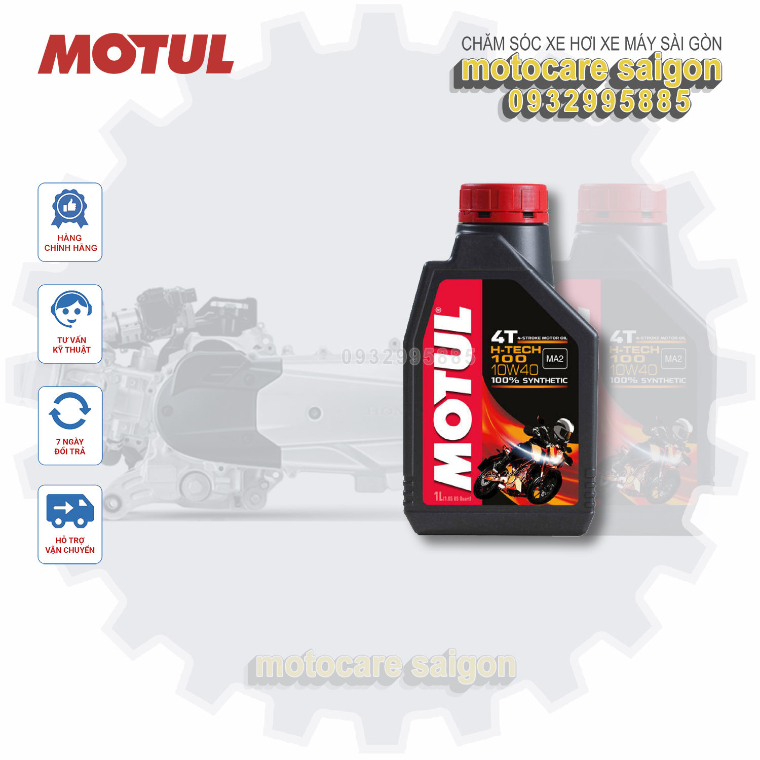 [Có chiết lẻ] Nhớt Motul HTech H-Tech 100 4T 10W40 H tech