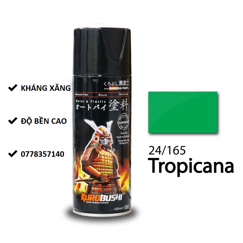 24/165 Sơn xịt Samurai MÀU XANH LÁ TROPICANA