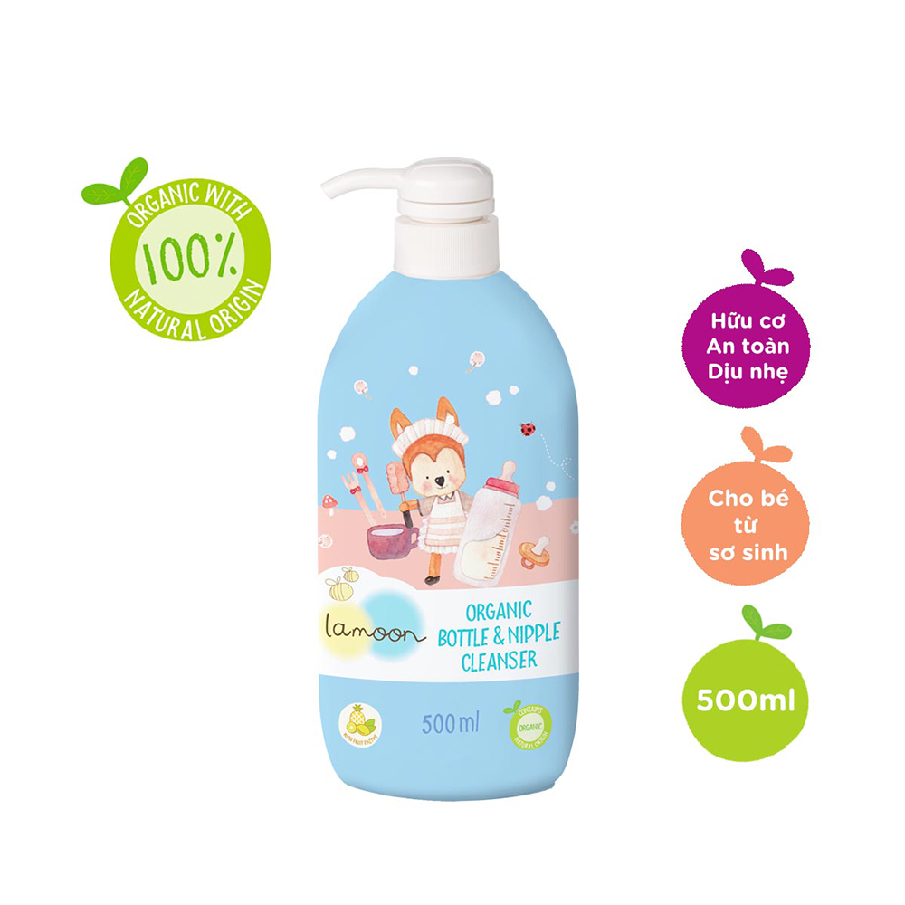 Lamoon Organic Baby Milk Bottle Cleaner - 500ml Bottle
