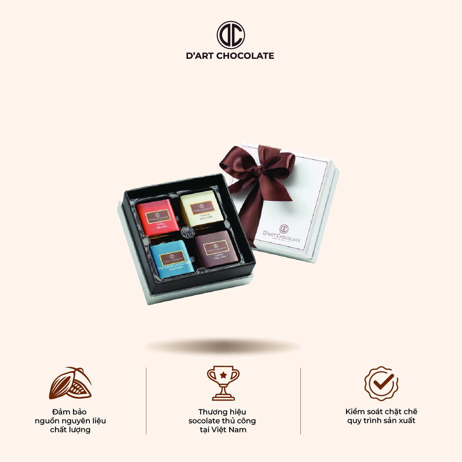 Hộp Quà Tặng Combo Socola 16 Viên Neapolitans D'Art Chocolate Nhiều Vị