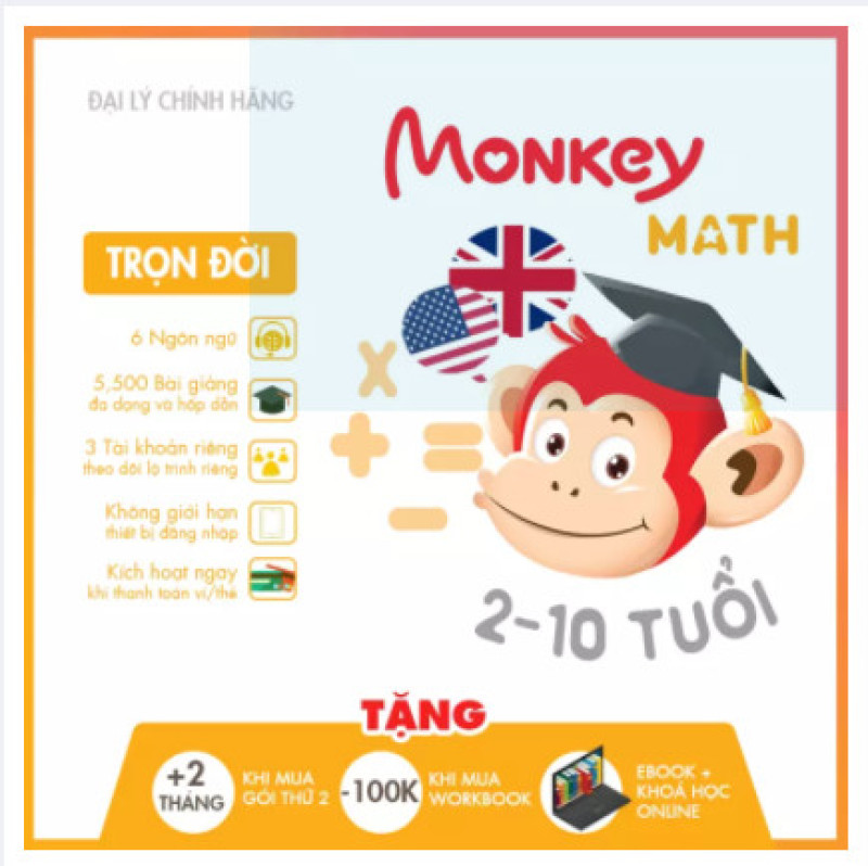 Bảng giá Monkey Math TRỌN ĐỜI - Toán tiếng Anh cho trẻ (Không WORKBOOKS) Phong Vũ