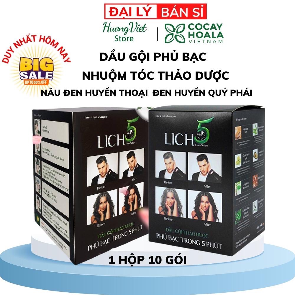 DẦU GỘI NHUỘM ĐEN TÓC THẢO DƯỢC LICH5 đen tóc trong 5 phút - 200ml