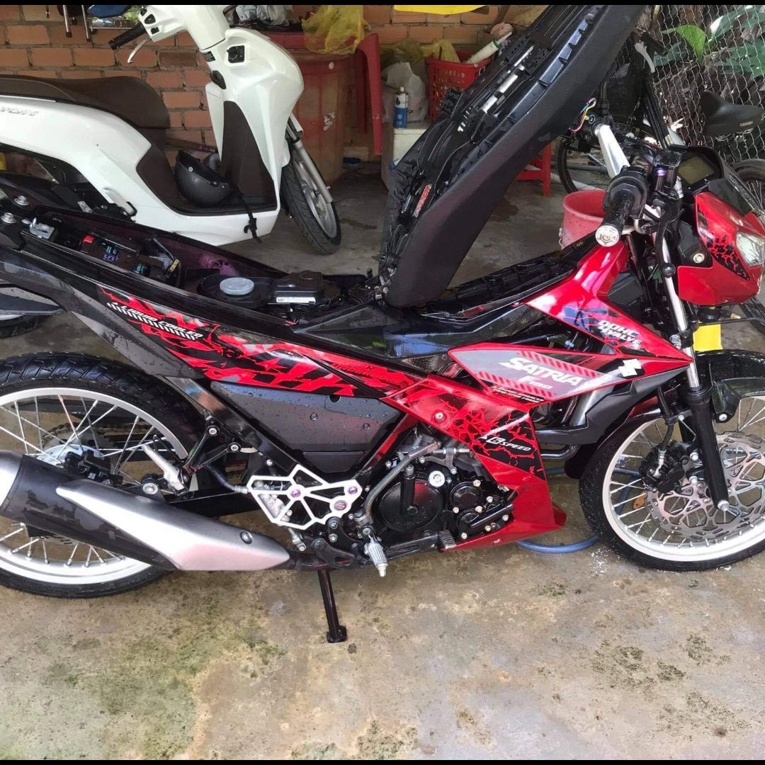 Tem Rời Satria Fi Báo Đốm Đỏ Đen - Tem Chuẩn Hình - Không Phai Màu Trọn Đời