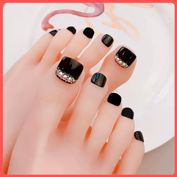 Bộ 24 Móng chân giả , nail giả , móng giả C12 (kèm keo dán)