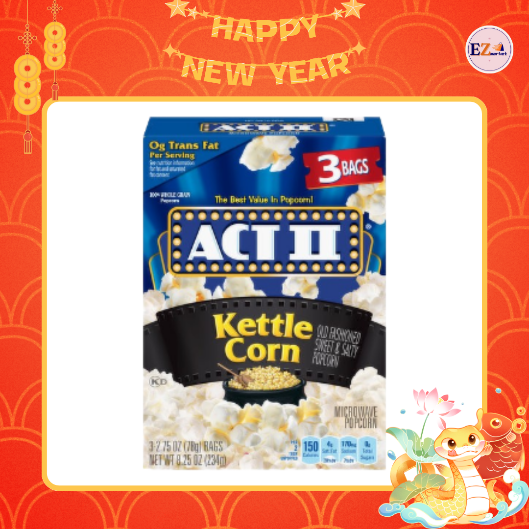 Bắp nổ lò vi sóng ACT II - Kettle Corn 3 gói 78g/ hộp 234g - Popcorn