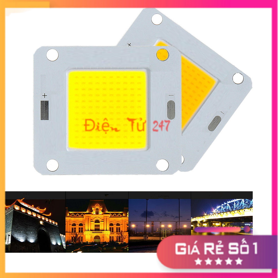Đèn Led COB 3.7V 30W 60P Trắng Sáng