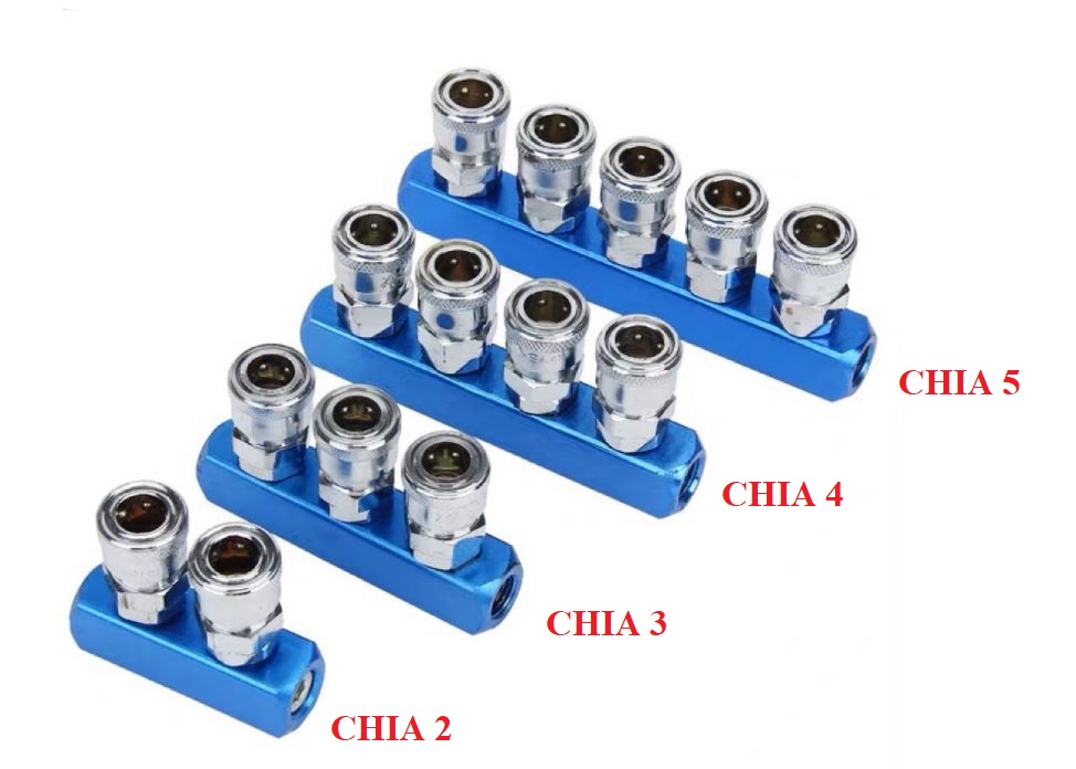 Chạc chia khí nén ngang 2-3-4-5 đầu ra