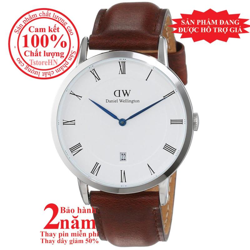 Đồng hồ nữ Daniel Welington St Mawes 34mm - Màu Bạc (Silver), mặt trắng (White), dây da nâu, DW00100095