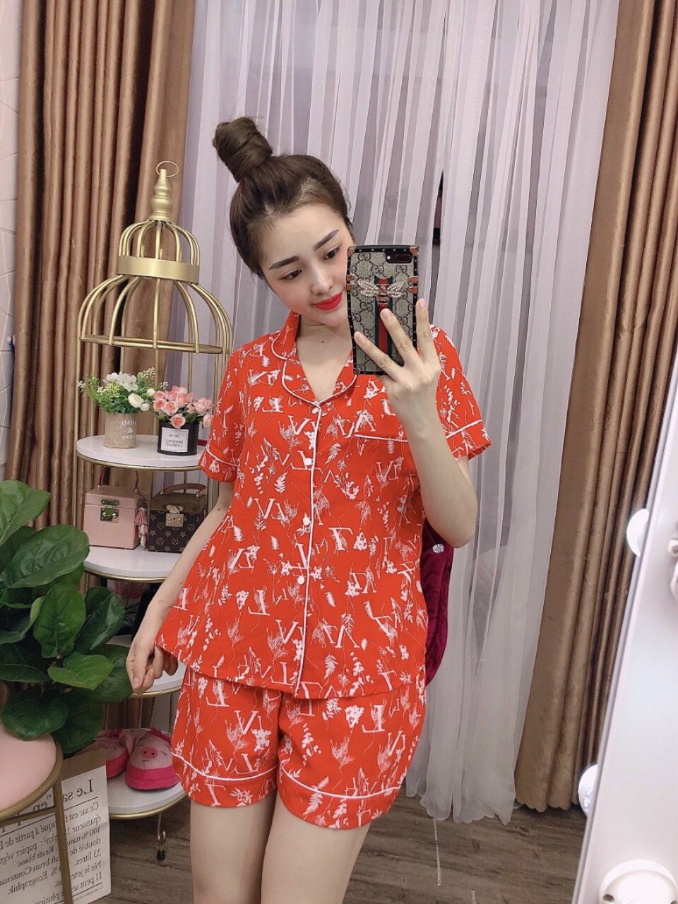 PIAMA QUẦN ĐÙI VẢI LỤA HÀN MẶC THOẢI MÁI SIZE DƯỚI 60KG.LH009